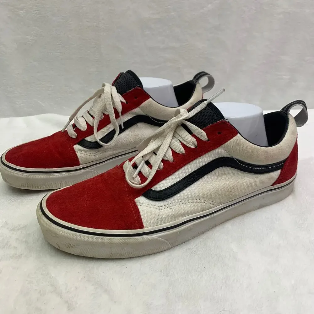 Vans Off the Wall Mens Sz 10.5 Old Skool Red Black White Colorblock Webbing READ